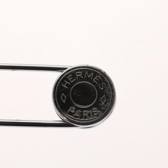 HERMES Serie Pin Brooch metal Silver Auth bs24245