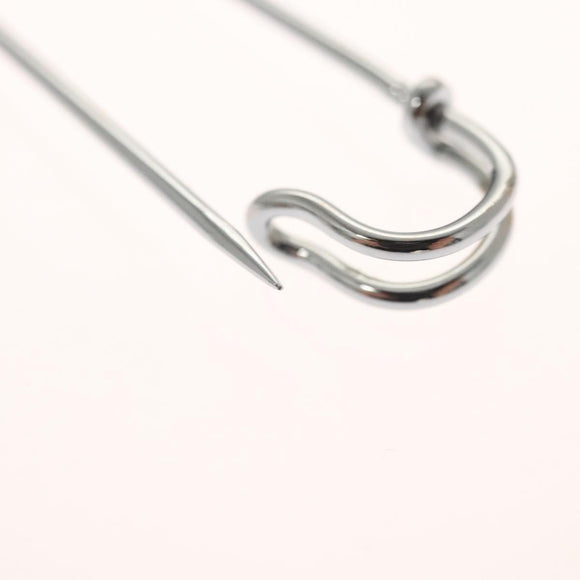 HERMES Serie Pin Brooch metal Silver Auth bs24245