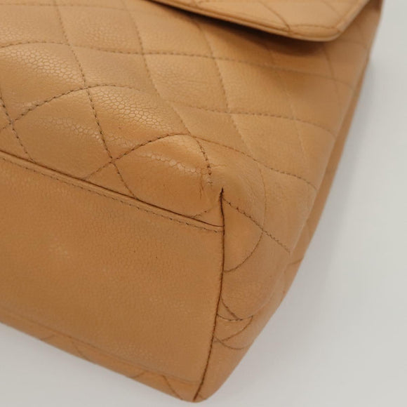 CHANEL Matelasse Hand Bag Calf Skin Beige CC Auth bs24263