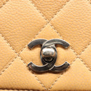 CHANEL Matelasse Hand Bag Calf Skin Beige CC Auth bs24263-18