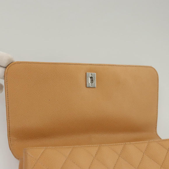 CHANEL Matelasse Hand Bag Calf Skin Beige CC Auth bs24263