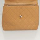 CHANEL Matelasse Hand Bag Calf Skin Beige CC Auth bs24263-20