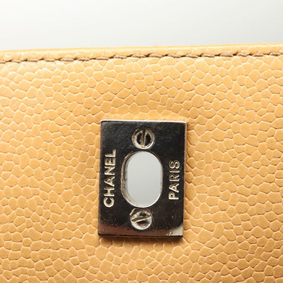 CHANEL Matelasse Hand Bag Calf Skin Beige CC Auth bs24263