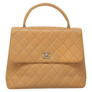 CHANEL Matelasse Hand Bag Calf Skin Beige CC Auth bs24263-13