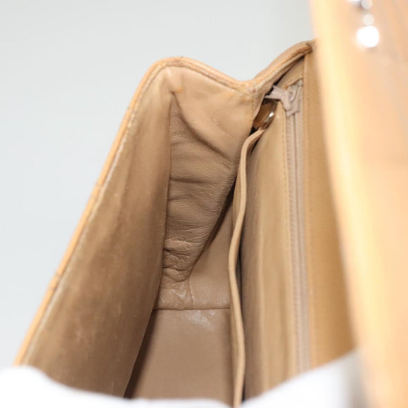 CHANEL Matelasse Hand Bag Calf Skin Beige CC Auth bs24263