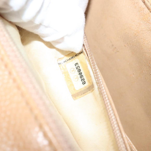 CHANEL Matelasse Hand Bag Calf Skin Beige CC Auth bs24263