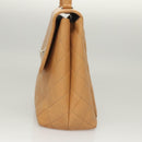 CHANEL Matelasse Hand Bag Calf Skin Beige CC Auth bs24263-3