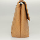 CHANEL Matelasse Hand Bag Calf Skin Beige CC Auth bs24263-4