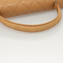 CHANEL Matelasse Hand Bag Calf Skin Beige CC Auth bs24263-7