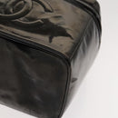 CHANEL Vanity Pouch Patent leather 2way Black Gold CC Auth bs24264-15