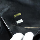 CHANEL Vanity Pouch Patent leather 2way Black Gold CC Auth bs24264-12
