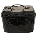 CHANEL Vanity Pouch Patent leather 2way Black Gold CC Auth bs24264-2