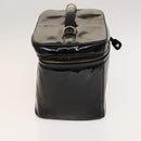 CHANEL Vanity Pouch Patent leather 2way Black Gold CC Auth bs24264-3