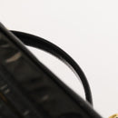 CHANEL Vanity Pouch Patent leather 2way Black Gold CC Auth bs24264-14