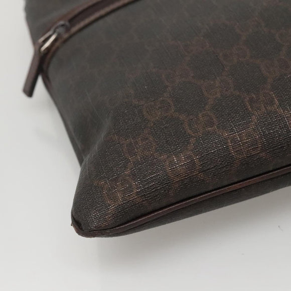GUCCI GG Supreme Shoulder Bag PVC Outlet Brown Silver 264217 Auth bs24270