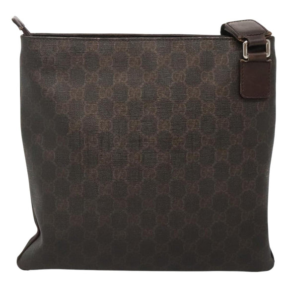 GUCCI GG Supreme Shoulder Bag PVC Outlet Brown Silver 264217 Auth bs24270