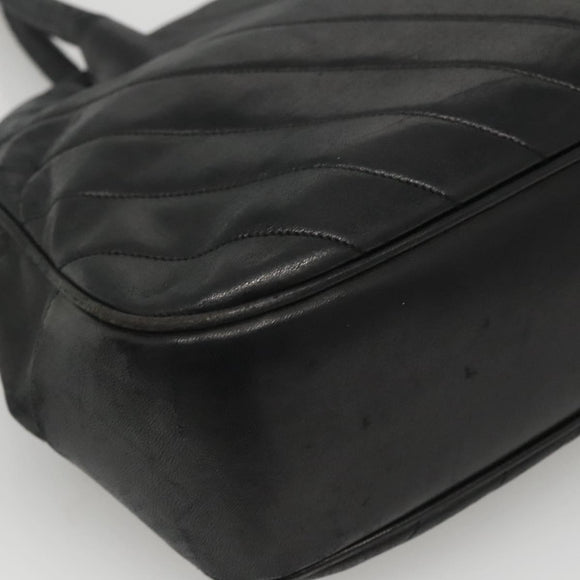 CHANEL V stitch Hand Bag Lamb Skin Black CC Auth bs24282