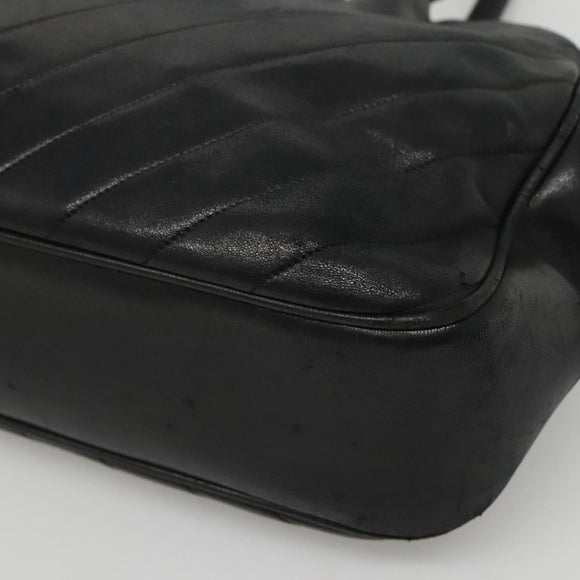 CHANEL V stitch Hand Bag Lamb Skin Black CC Auth bs24282