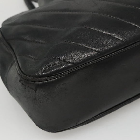 CHANEL V stitch Hand Bag Lamb Skin Black CC Auth bs24282