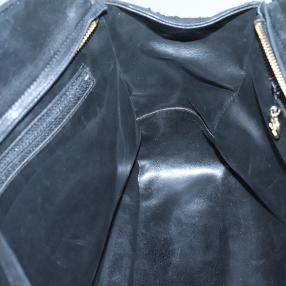 CHANEL V stitch Hand Bag Lamb Skin Black CC Auth bs24282