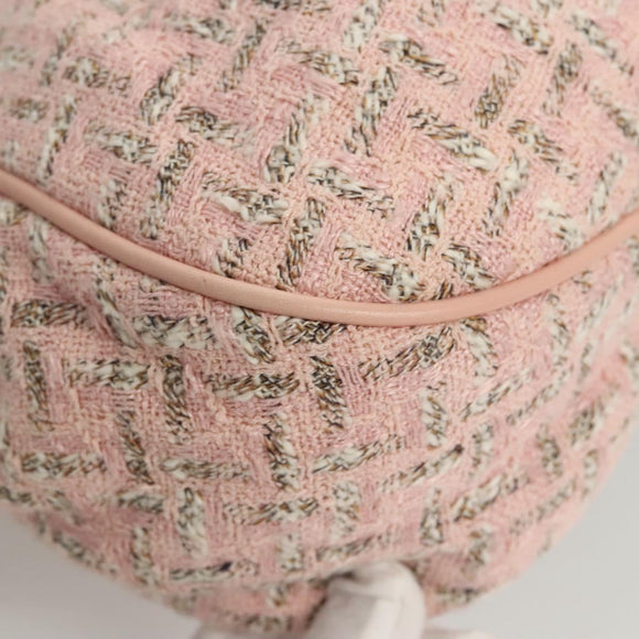 CHANEL Chain Hand Bag tweed Pink Silver CC Auth bs24284V