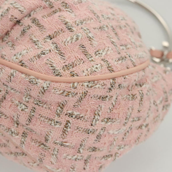 CHANEL Chain Hand Bag tweed Pink Silver CC Auth bs24284V
