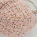 CHANEL Chain Hand Bag tweed Pink Silver CC Auth bs24284V-16