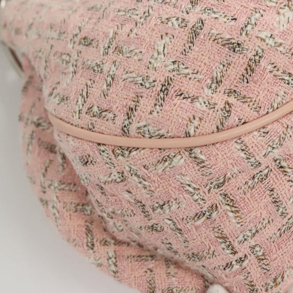 CHANEL Chain Hand Bag tweed Pink Silver CC Auth bs24284V