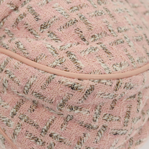 CHANEL Chain Hand Bag tweed Pink Silver CC Auth bs24284V