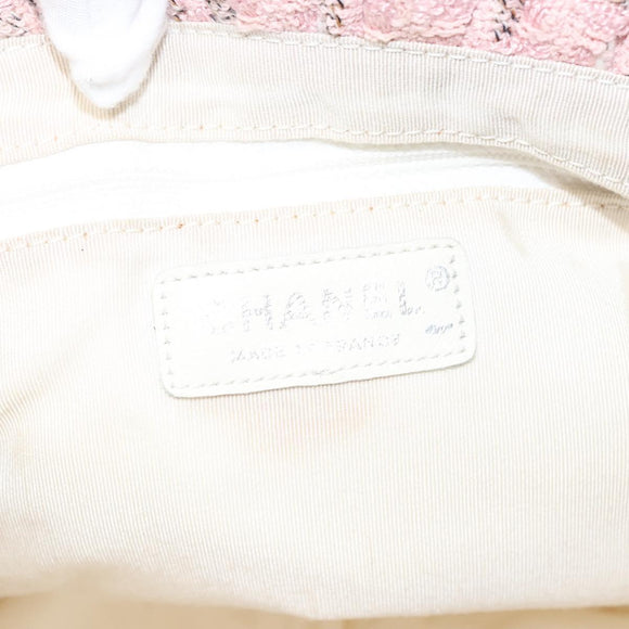 CHANEL Chain Hand Bag tweed Pink Silver CC Auth bs24284V