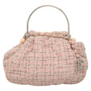 CHANEL Chain Hand Bag tweed Pink Silver CC Auth bs24284V-13