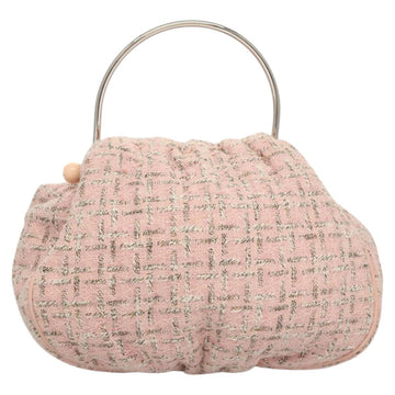 CHANEL Chain Hand Bag tweed Pink Silver CC Auth bs24284V - 0