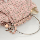 CHANEL Chain Hand Bag tweed Pink Silver CC Auth bs24284V-6