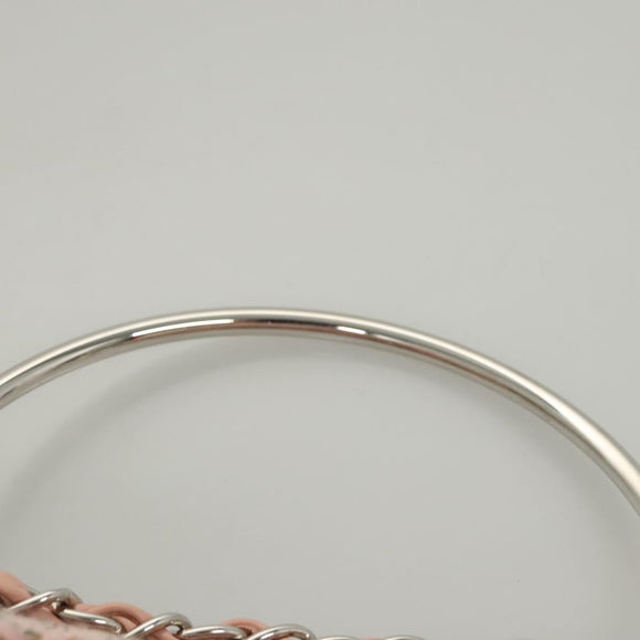 CHANEL Chain Hand Bag tweed Pink Silver CC Auth bs24284V