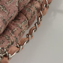 CHANEL Chain Hand Bag tweed Pink Silver CC Auth bs24284V-8