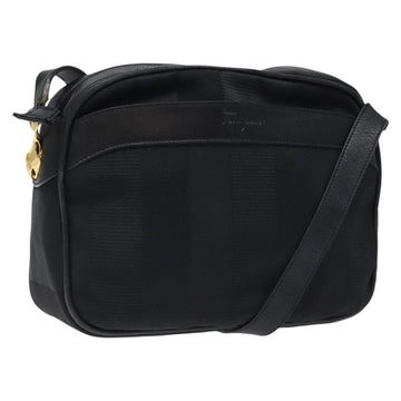 Salvatore Ferragamo Shoulder Bag Canvas Leather Black Auth bs24292