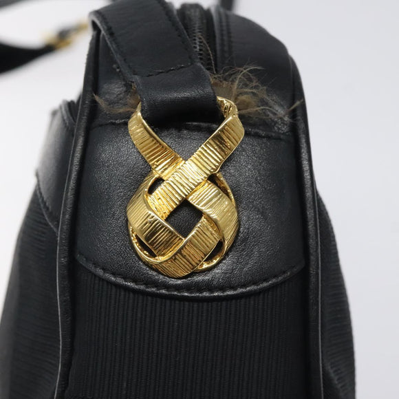 Salvatore Ferragamo Shoulder Bag Canvas Leather Black Auth bs24292