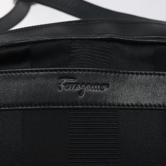 Salvatore Ferragamo Shoulder Bag Canvas Leather Black Auth bs24292