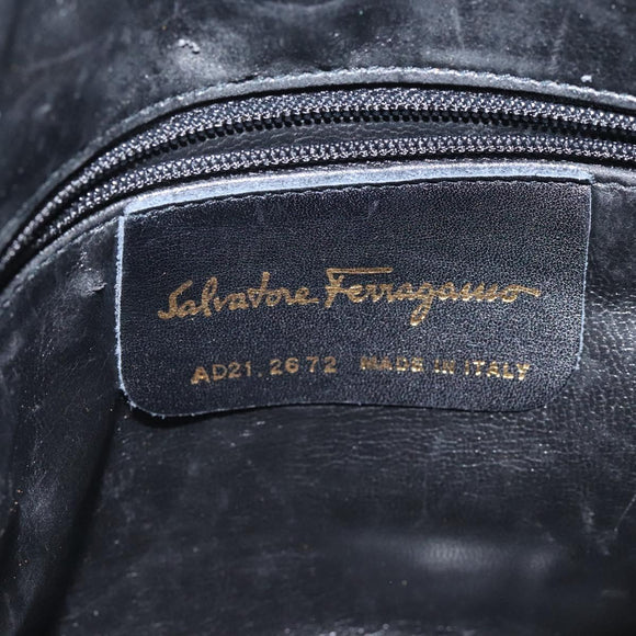 Salvatore Ferragamo Shoulder Bag Canvas Leather Black Auth bs24292