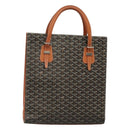 GOYARD Herringbone COMOR GM Tote Bag Leather Black Silver Auth bs24293-1