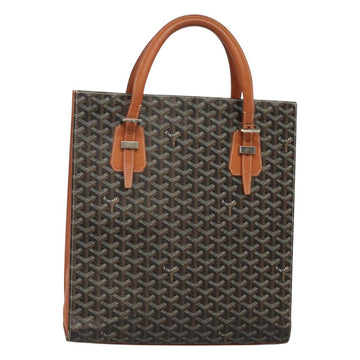 GOYARD Herringbone COMOR GM Tote Bag Leather Black Silver Auth bs24293