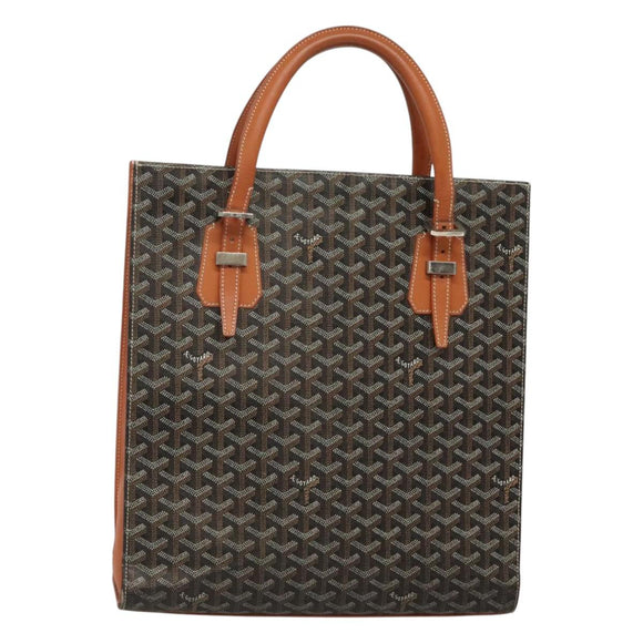 GOYARD Herringbone COMOR GM Tote Bag Leather Black Silver Auth bs24293