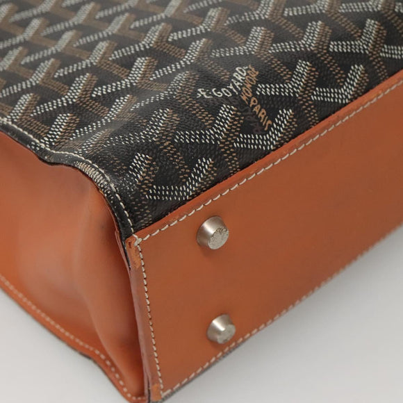 GOYARD Herringbone COMOR GM Tote Bag Leather Black Silver Auth bs24293