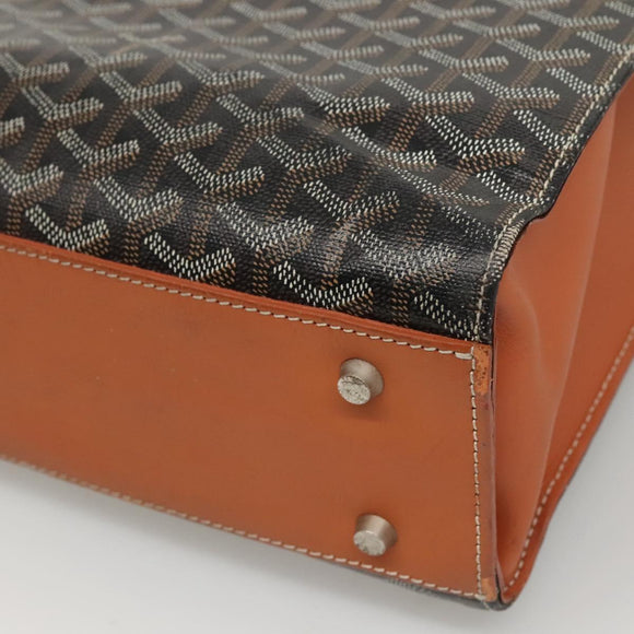 GOYARD Herringbone COMOR GM Tote Bag Leather Black Silver Auth bs24293