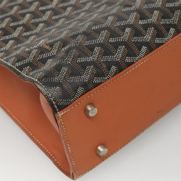 GOYARD Herringbone COMOR GM Tote Bag Leather Black Silver Auth bs24293