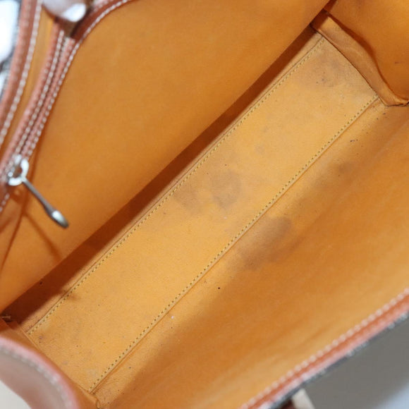 GOYARD Herringbone COMOR GM Tote Bag Leather Black Silver Auth bs24293