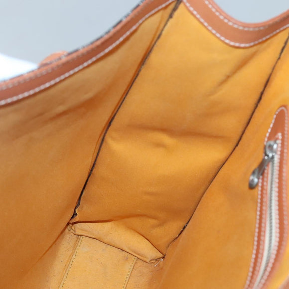 GOYARD Herringbone COMOR GM Tote Bag Leather Black Silver Auth bs24293