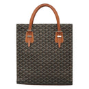GOYARD Herringbone COMOR GM Tote Bag Leather Black Silver Auth bs24293-2