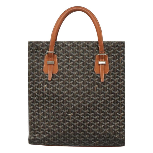 GOYARD Herringbone COMOR GM Tote Bag Leather Black Silver Auth bs24293