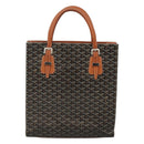 GOYARD Herringbone COMOR GM Tote Bag Leather Black Silver Auth bs24293-3